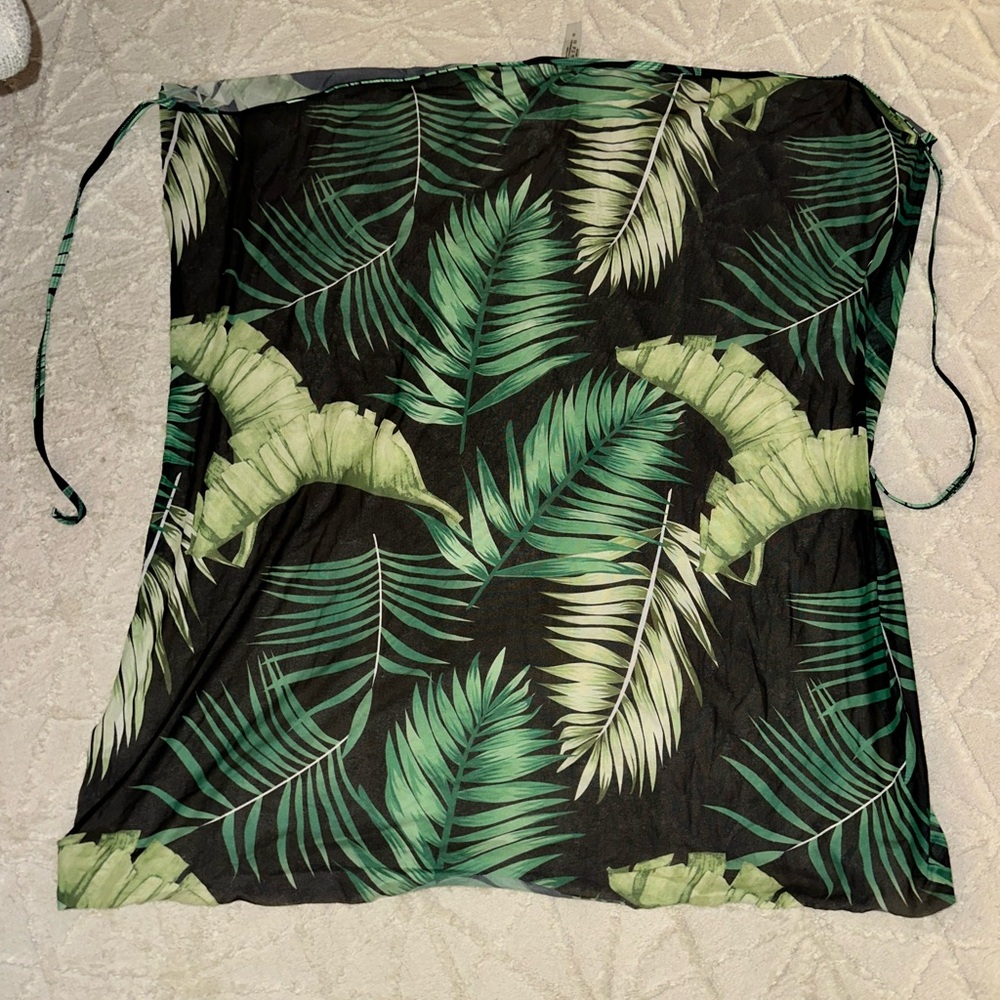 Tropical Halter One-Piece Swimsuit - Black & Green Leaf Print - Picture 7 of 7
